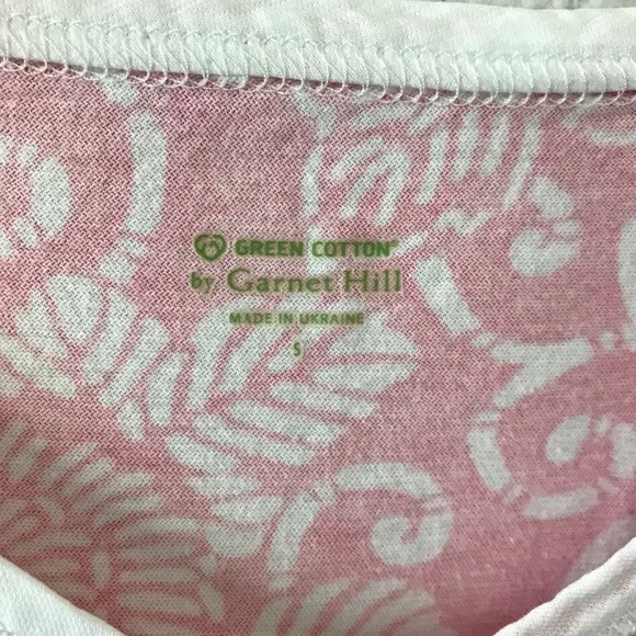 Garnet Hill Long Floral Asian Wrap L Organic Cotton Cap Sleeve Nightgown Pink - Picture 7 of 9